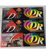 FUJI TDK MAXELL CASSETTE TAPE LOT OF 6 NIP NOS BLANK MEDIA TAPES 60 / 90... - $45.03 CAD
