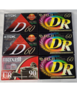 FUJI TDK MAXELL CASSETTE TAPE LOT OF 6 NIP NOS BLANK MEDIA TAPES 60 / 90... - £26.06 GBP