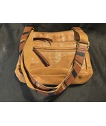 Fossil Leather Crossbody Purse Cognac Brown Zip Bag Adjustable Strap Vin... - $930.66 MXN
