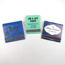 3 Vintage Matchbooks Rickys Alhambra La Mere Michelle Jim &amp; Jos Foods California - £11.98 GBP