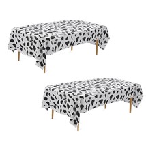2 Pcs Disposable Black And White Cow Print Plastic Tablecloth, 108 Inch ... - £10.22 GBP