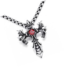 Gem Sword Pendant,Gothic Double Dragon Cross for - £49.91 GBP