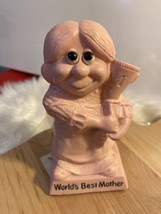 Vintage Pink Russ Berrie Sillisculpt Worlds Best Mom Figurine Sculpture  - £15.93 GBP