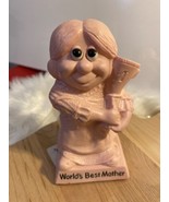 Vintage Pink Russ Berrie Sillisculpt Worlds Best Mom Figurine Sculpture  - £15.69 GBP