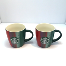 Starbucks Set of Two 2021 Holiday Coffee Mugs 12 oz Green and Red Blend Stripes - £19.46 GBP