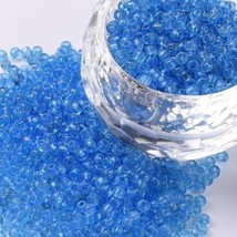 1 pound Glass Seed Beads Transparent Round Deep Sky Blue 12/0 2mm ZLV - £10.45 GBP