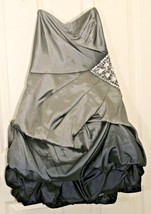 Teeze Me NWT Pewter Gray Navy Ruch Embellish Strapless Evening Razzle Dr... - $18.05