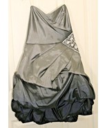 Teeze Me NWT Pewter Gray Navy Ruch Embellish Strapless Evening Razzle Dr... - €15,67 EUR