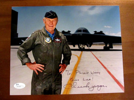 CHUCK YEAGER ACE PILOT STEALTH SPEED OF SOUND SIGNED AUTO COLOR 10 X 8 P... - $296.99