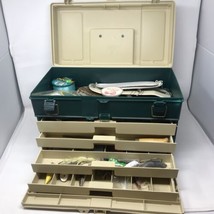 VTG Plano 5757 XL Fish Tackle Box 4 Drawer &amp; Various Fishing Supplies - £69.65 GBP