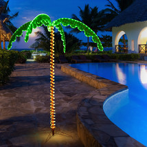 7FT Tropical LED Rope Light Palm Tree Artificial Pre-Lit Tree Plant Decor - £137.76 GBP