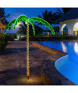 7FT Tropical LED Rope Light Palm Tree Artificial Pre-Lit Tree Plant Decor - £130.11 GBP