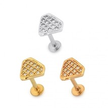 Micro CZ Diamond Shape Ear Stud 316L Steel Cartilage Helix Piercing Earring 16G - £34.93 GBP
