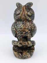 Vintage Hand Carved Owl Figurine Marble (?) Stone 4-1/8&quot; Tall Paperweight - £21.26 GBP
