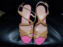 Tommy Hilfiger Hot Pink Striped Justina Wedge Sandal Size 7 1/2M Women&#39;s... - £30.16 GBP