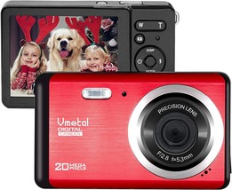Rechargeable Fhd 1080P 20Mp Mini Digital Camera, Vmotal Video Camera, Red - £36.95 GBP