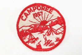 Vintage 1957 Camporee Red &amp; White Twill T Boy Scout of America Camp Patch - $10.52