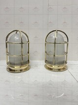 Nautical Antique Brass Style Ceiling Light Fixture With White Globe Glass 2 Pcs - £216.12 GBP