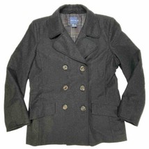 Faconnable Pea Coat Womens XL Wool Dark Navy Blue Double Breasted Jacket Italy - £56.81 GBP