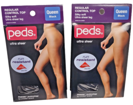 2 Pair Peds Ladies Regular Control Top Pantyhose Ultra Sheer Leg QUEEN B... - $19.79
