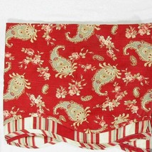 Waverly Prelude Paisley Crimson Red Floral Stripe Scalloped Fairfield Valance - $32.00