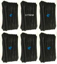 (6) Black Double Braided 1/2&quot; x 20&#39; ft HQ Boat Marine DOCK LINES Mooring... - $108.77