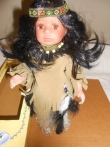 NIB Vtg Porcelain collectible native american Indian Doll 12&quot; w/ stand PBITP  - £8.88 GBP
