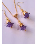 Purple flower gold Victorian jewelry set lavender flower set necklace ea... - $52.00