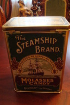 The Steamship Brand Molasses Candy, tin box, Stewart and Young, very old - $29.69
