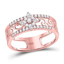 14kt Rose Gold Womens Marquise Diamond Cluster Curl Scroll Band Ring 3/8 Cttw - $719.00