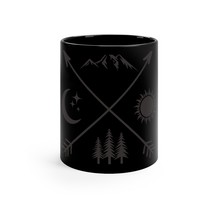 Personalized Black Ceramic Coffee Mug, 11oz, Customizable with Initials, Slogans - £21.40 GBP