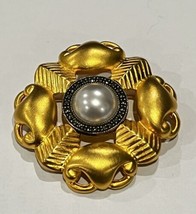 Judith Jack Gold Plated Brooch Flower with Marcasites and Faux Pearls - £23.74 GBP