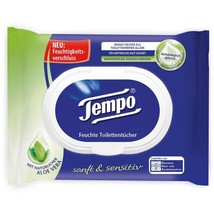 Tempo tissues WET WIPES Soft &amp; Sensitive ALOE VERA Made in Germany FREE ... - $10.88