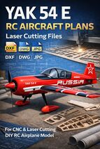 Airplane Plans RC YAK 54E DXF DWG JPG -CNC Laser Cutting Files - DIY RC ... - $15.28