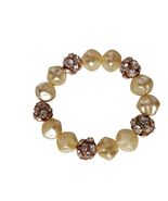 Blush Rose Gold Rhinestone Stretch Bracelet Irregular Champagne Faux Pea... - $34.93 CAD