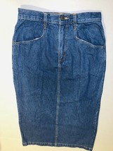 Sun River Modest Skirt Denim Size 8 Blue Jean Long Waist 28&quot; Length 31&quot; Slit  - £14.46 GBP