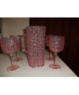 Rare Vintage Pink Cracked Ice Pitcher Set - €34,09 EUR