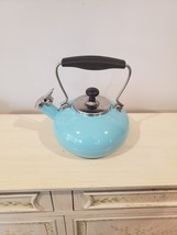 Chantal Whistling Tea Kettle Pot Aqua Blue Stainless Steel - $14.85