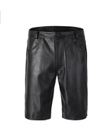 Men&#39;s Shorts Black Leather Genuine Handmade Lambskin Causal Wear Short P... - $136.60 CAD+