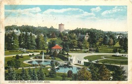 Atkinson Park Newburyport Birds Eye View Fountain Used 1918 DB Postcard MA P883 - $4.85