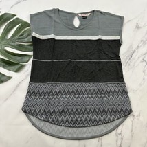 Desigual Womens Knit Top Sz M Gray Silver Jacquard Mixed Texture Woven K... - $25.73