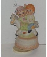 Vintage Bisque Boy &amp; Girl on Horse Music Box IT&#39;S A SMALL WORLD AFTER ALL - €42,84 EUR