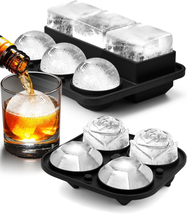 Ice Cube Tray with Lid, Silicone Ice Molds with Round, Square, Diamond, Rose, La - £15.68 GBP