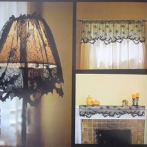 3 In 1 Halloween Black Lace Spider Web Lampshade Topper Window Wag Fireplace New - £11.98 GBP