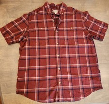 Duluth Trading Men&#39;s Plaid Button Up Organic Cotton Red Short Sleeve Siz... - $355.47 MXN