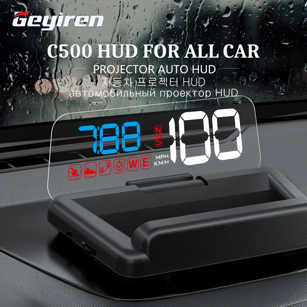 Geyiren C500 Auto OBD2 Gps Hud Head-Up Display Eobd Windshield Car Speedometer - £29.31 GBP+