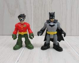 Fisher Price Imaginext DC Super Friends Gray Batman red green Robin figu... - $9.35