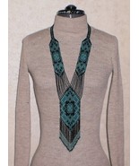 Sautoir-Gerdan-Necklace in ethnic style,bead bicolor pattern,boho style,... - $88.15 CAD