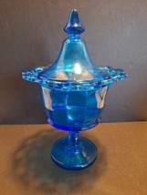 Imperial Colonial Antique Blue Laced Edge w/ Lid Compote/Candy Dish Pede... - $19.79