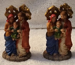 HOLY FAMILY BABY JESUS VIRGIN MARY SAINT JOSEPH RELIGIOUS FIGURINE SET OF 2 - £12.37 GBP